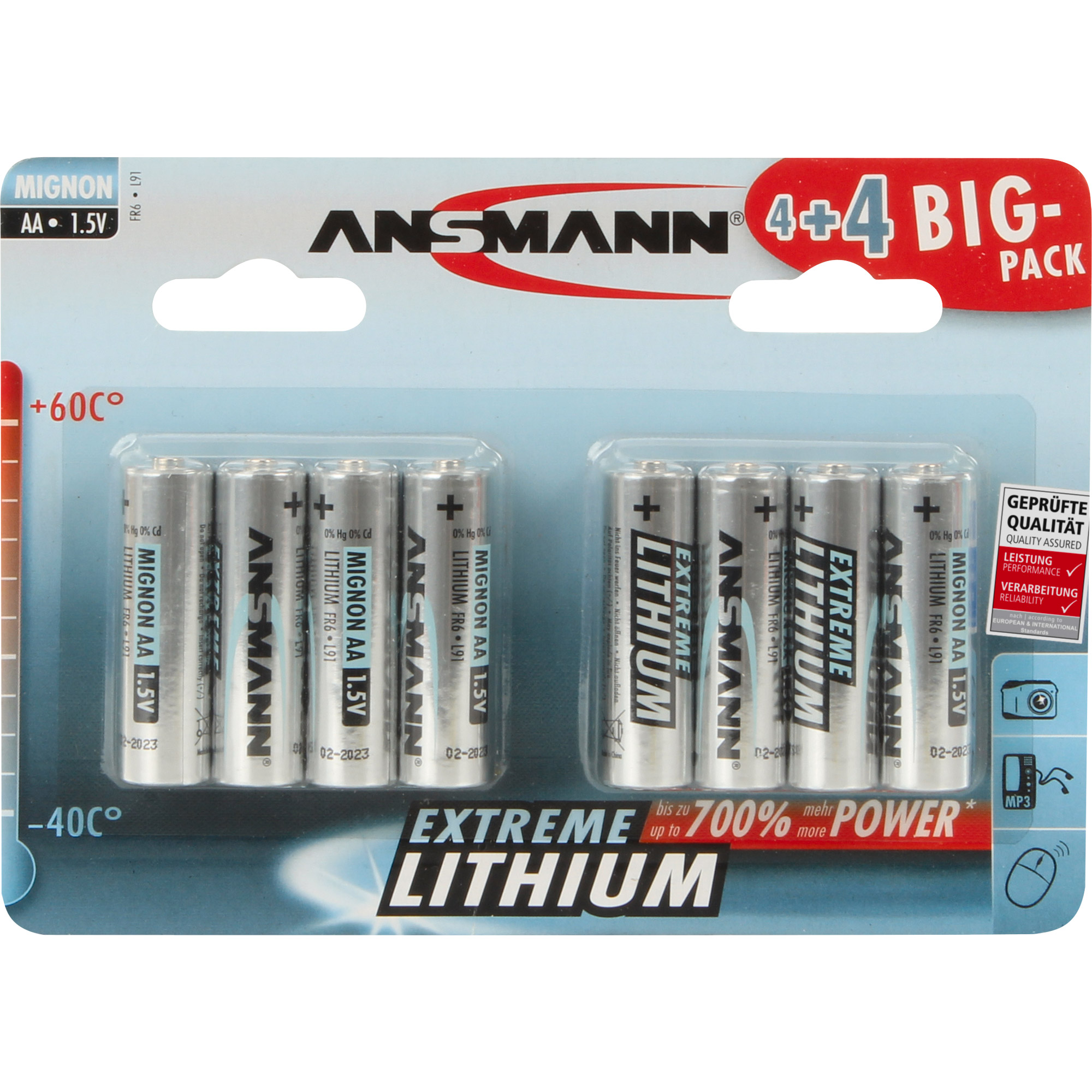 ANSMANN 1512-0012 Lithium Batterie Mignon AA, 8er-Pack