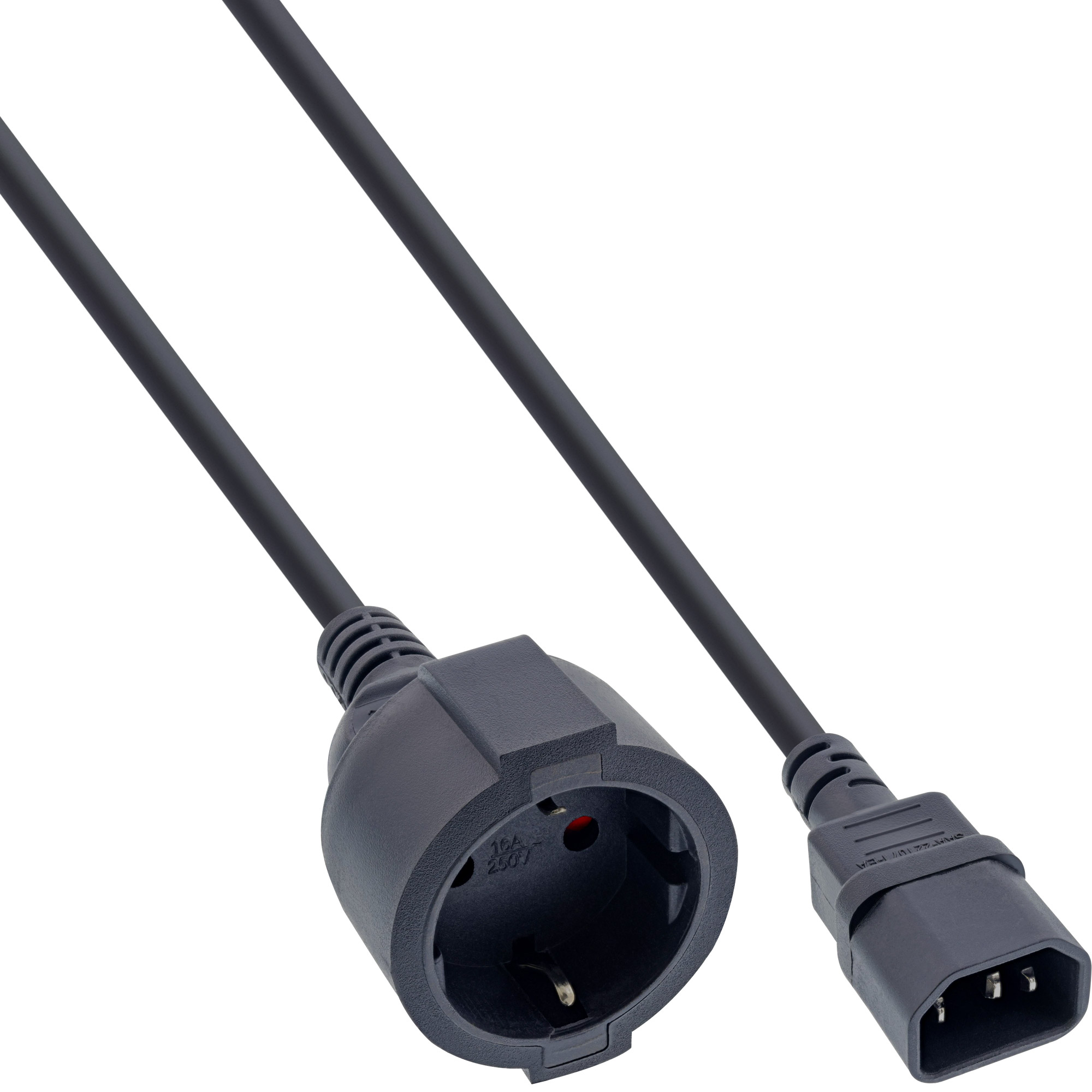 InLine® Netz Adapter Kabel, Kaltgeräte C14 auf Schutzkontakt Buchse, für USV