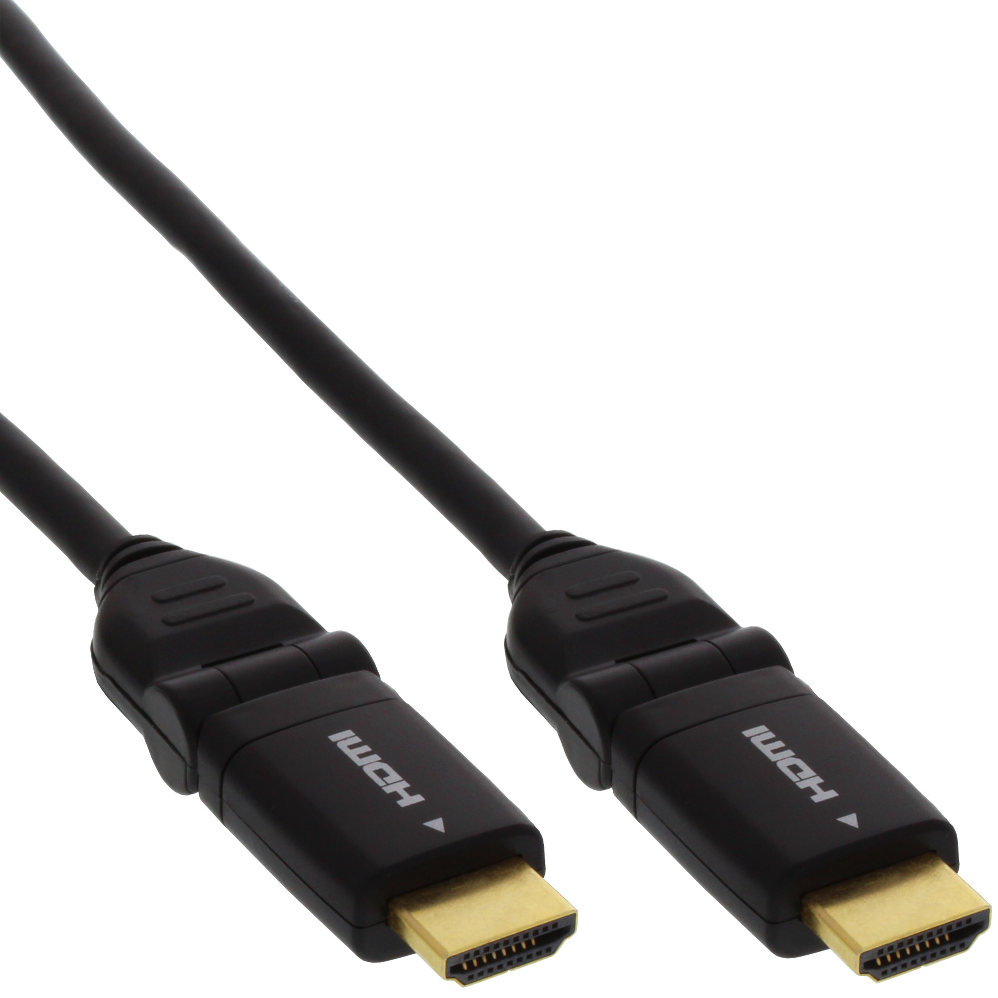 InLine® HDMI-HS Kabel m. Eth., ST/ST, verg. Kon., schwarz, flex. Winkelst.