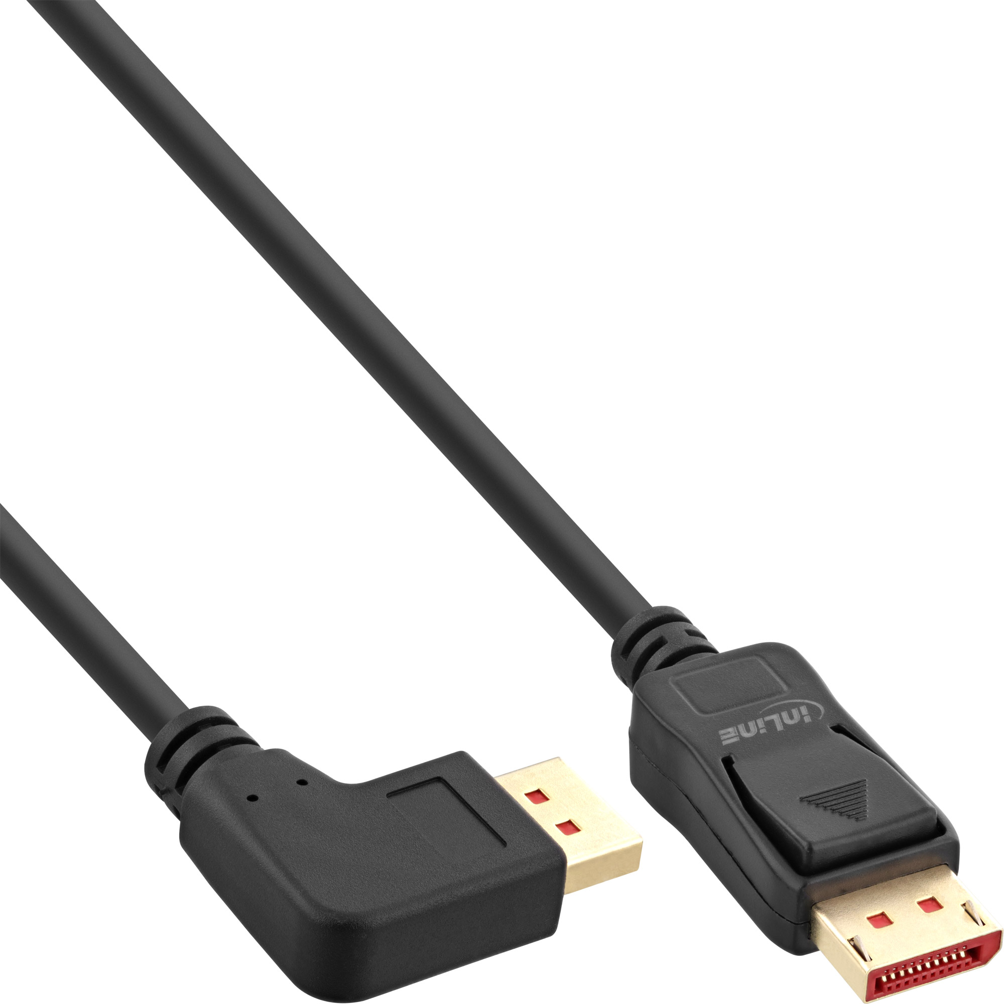InLine® DisplayPort 1.4 Kabel, 8K4K, links gewinkelt, schwarz/gold