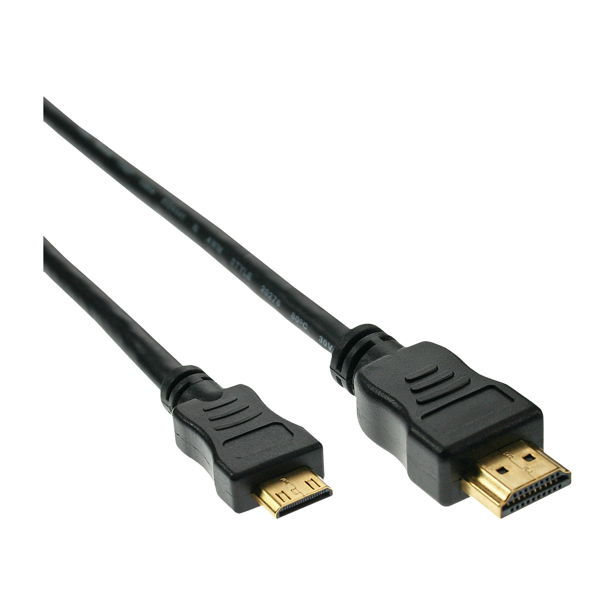 InLine® High Speed HDMI® Mini Kabel, Stecker A auf C, verg. Kont.., schwarz