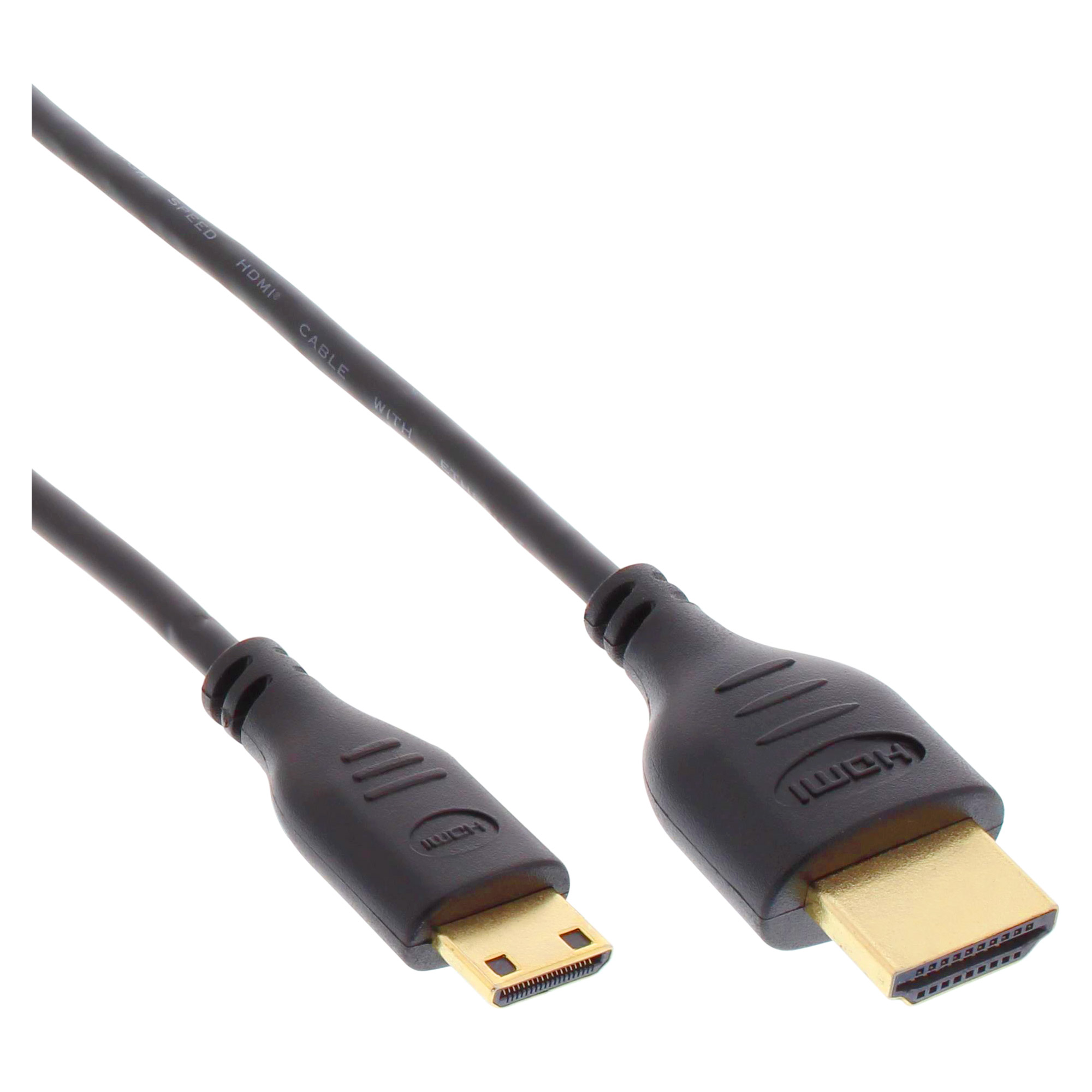 InLine® HDMI Superslim Kabel A an C, HS mit Eth., Premium, schwarz / gold