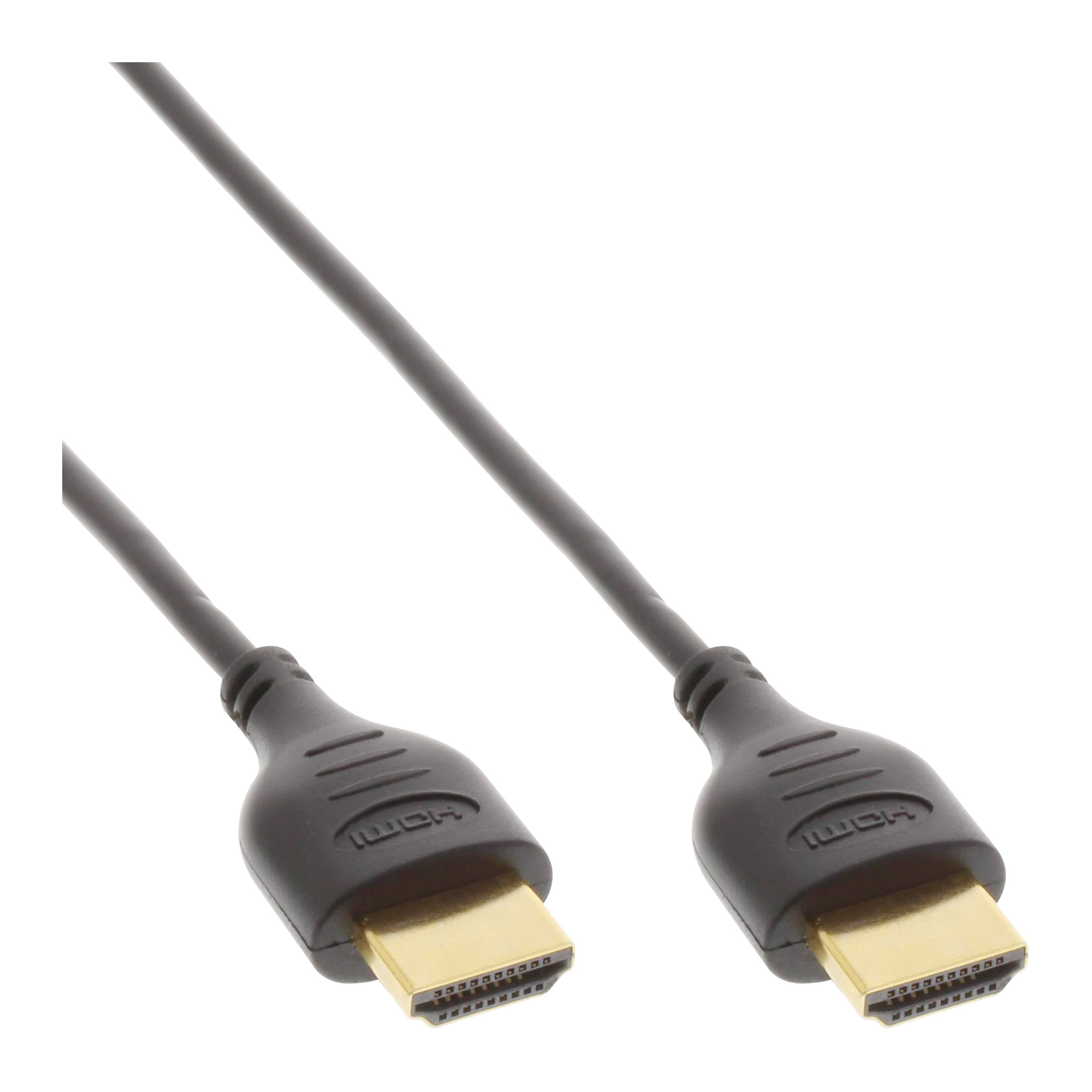 InLine® HDMI Superslim Kabel A an A, HS mit Eth., Premium, schwarz / gold