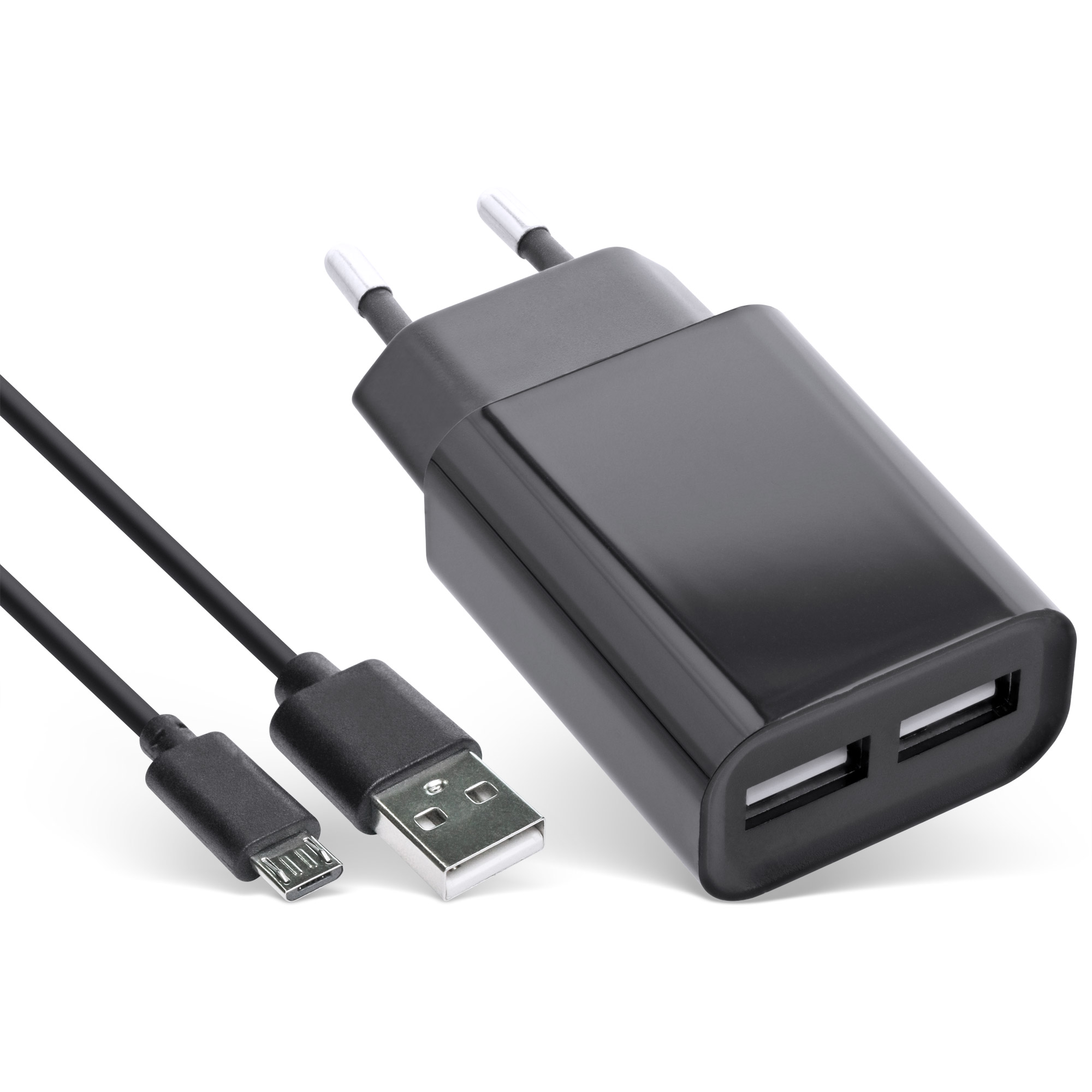 InLine® USB DUO+ Ladeset, Netzteil 2-fach + USB-Kabel