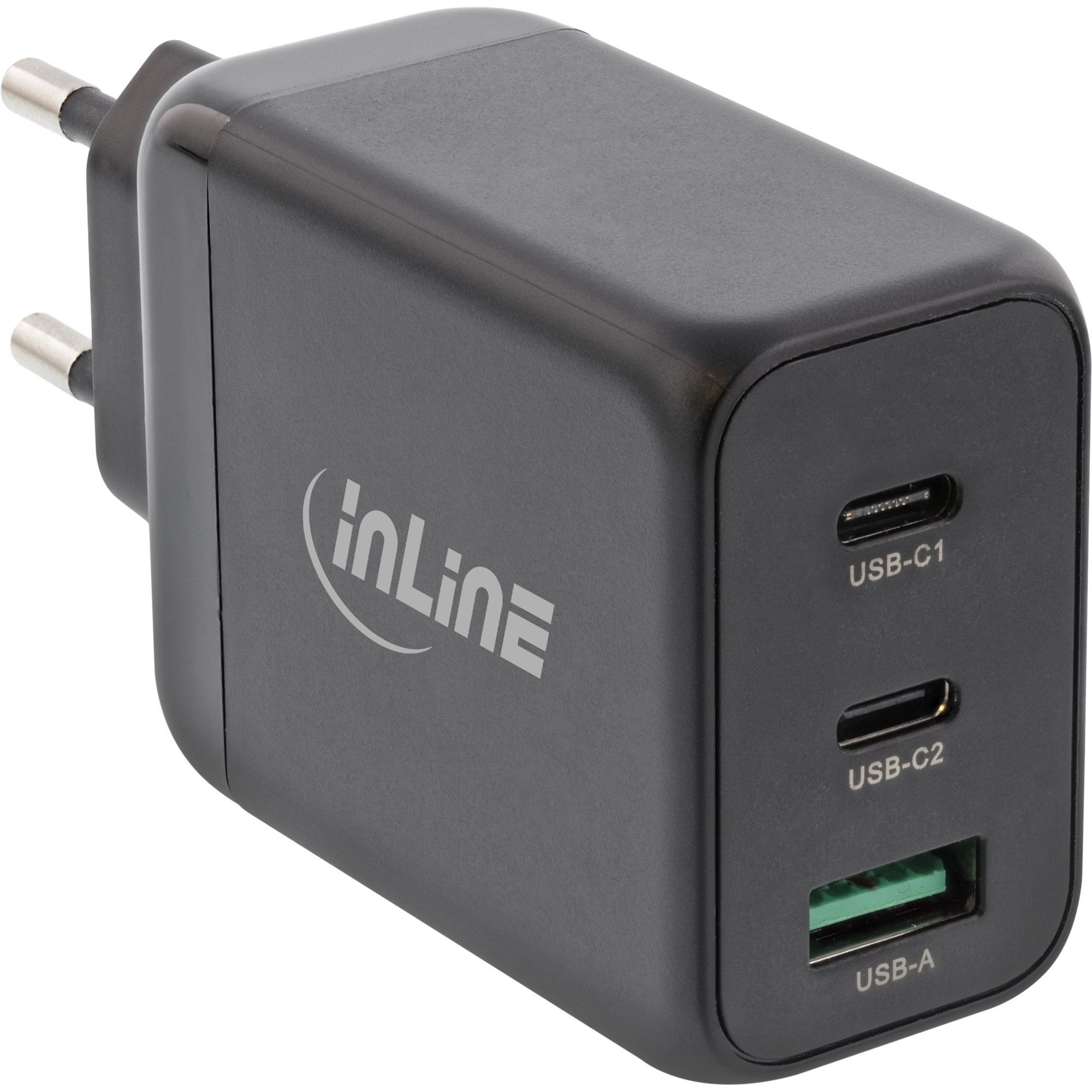 InLine® USB PD Netzteil, GaN Ladegerät, 3-Port, Dual USB-C + USB-A, 65W
