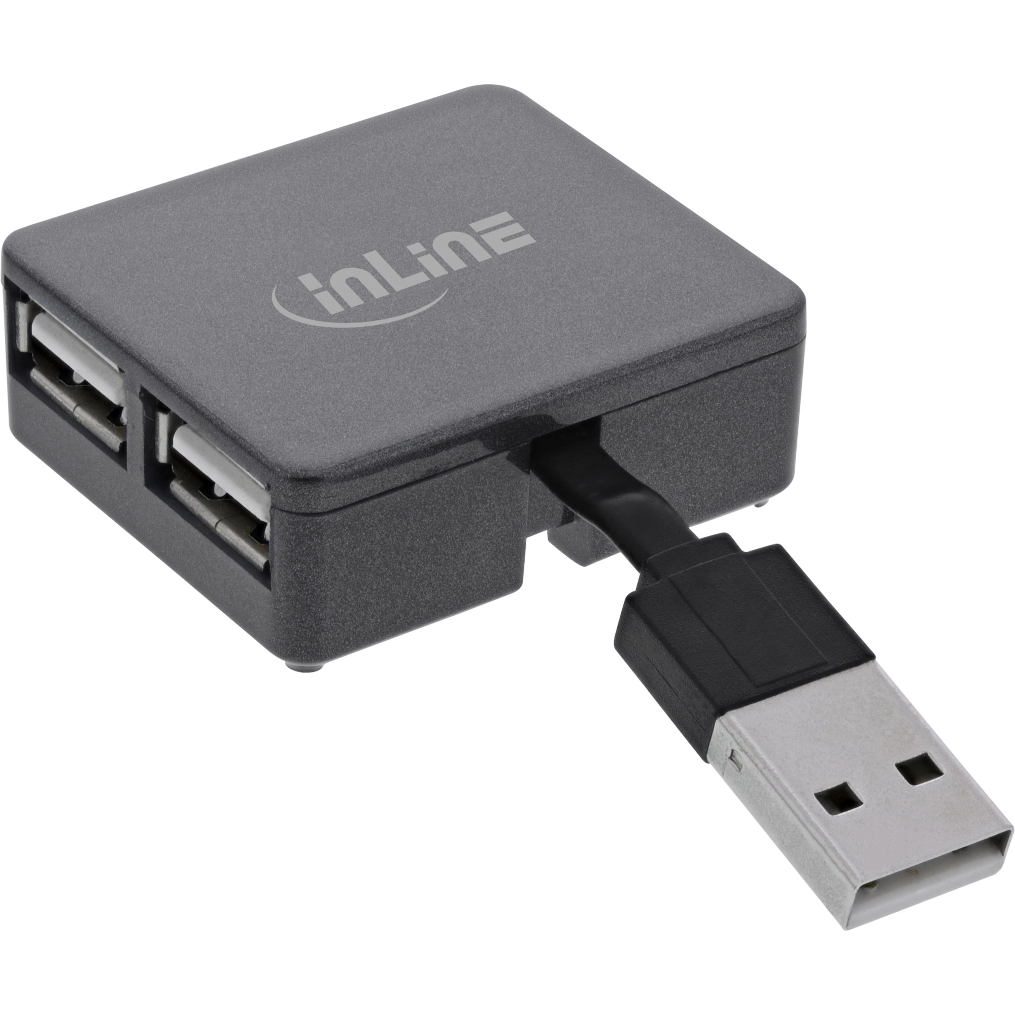 InLine® USB 2.0 4-Port Hub, USB-A Stecker auf 4x USB-A Buchse, Kabel 4cm