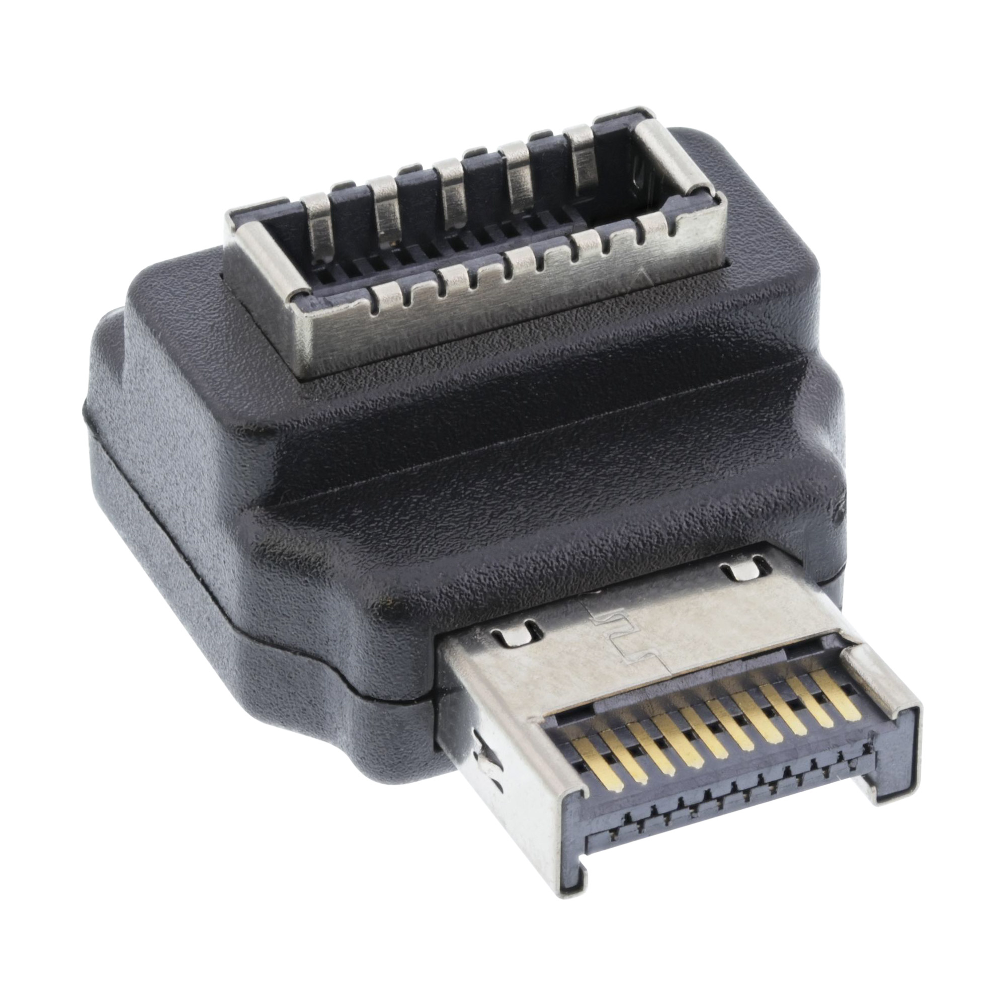 InLine® USB 3.2 Adapter intern, Frontpanel USB-E Stecker zu USB-E Buchse 90°