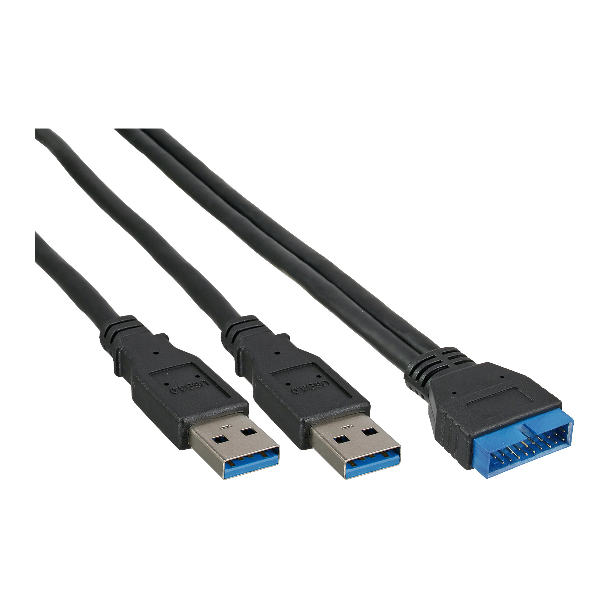 InLine® USB 3.0 Adapterkabel, 2x Stecker A auf Pfostenanschluss 19polig., 0,40m