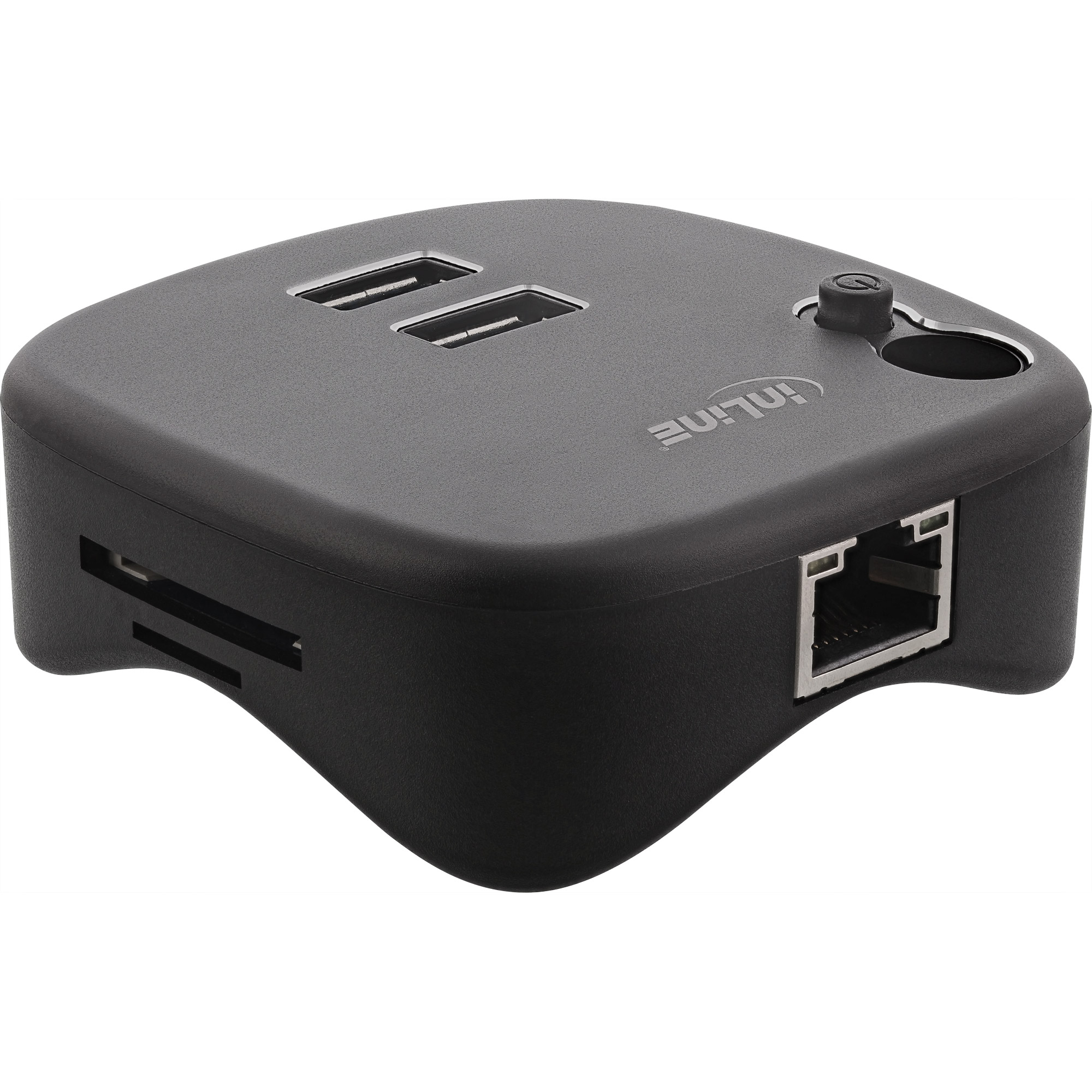 InLine® USB 3.0 Multiadapter, 2xUSB-A, RJ45, SD/MicroSD Cardreader, schwarz