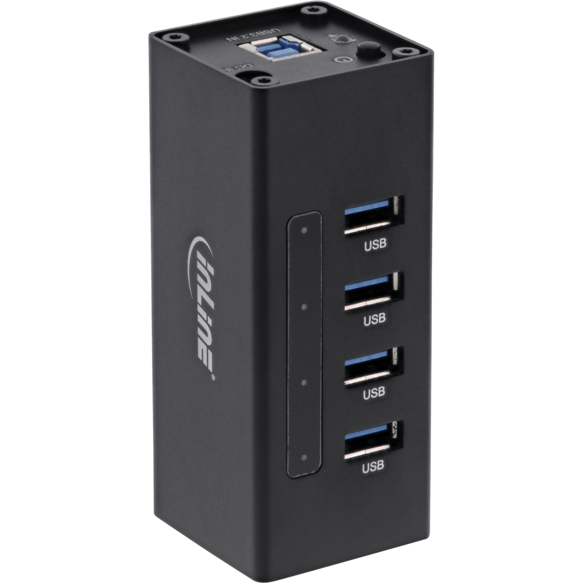 InLine® USB 3.0 Hub, 4 bis10 Ports, Aluminiumgehäuse, schwarz, mit Netzteil