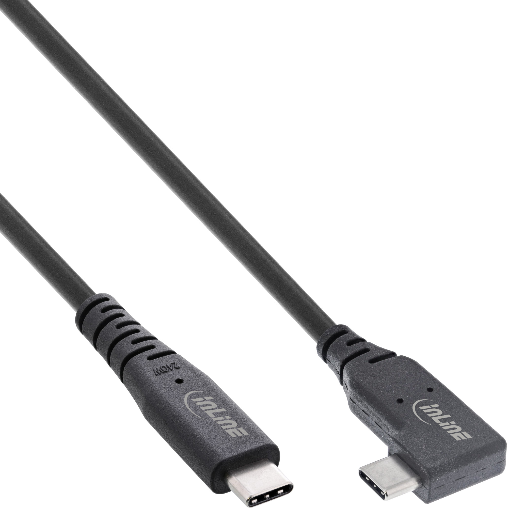 InLine® USB4 Kabel, USB-C, einseitig gewinkelt, PD 240W, 8K60Hz, TPE