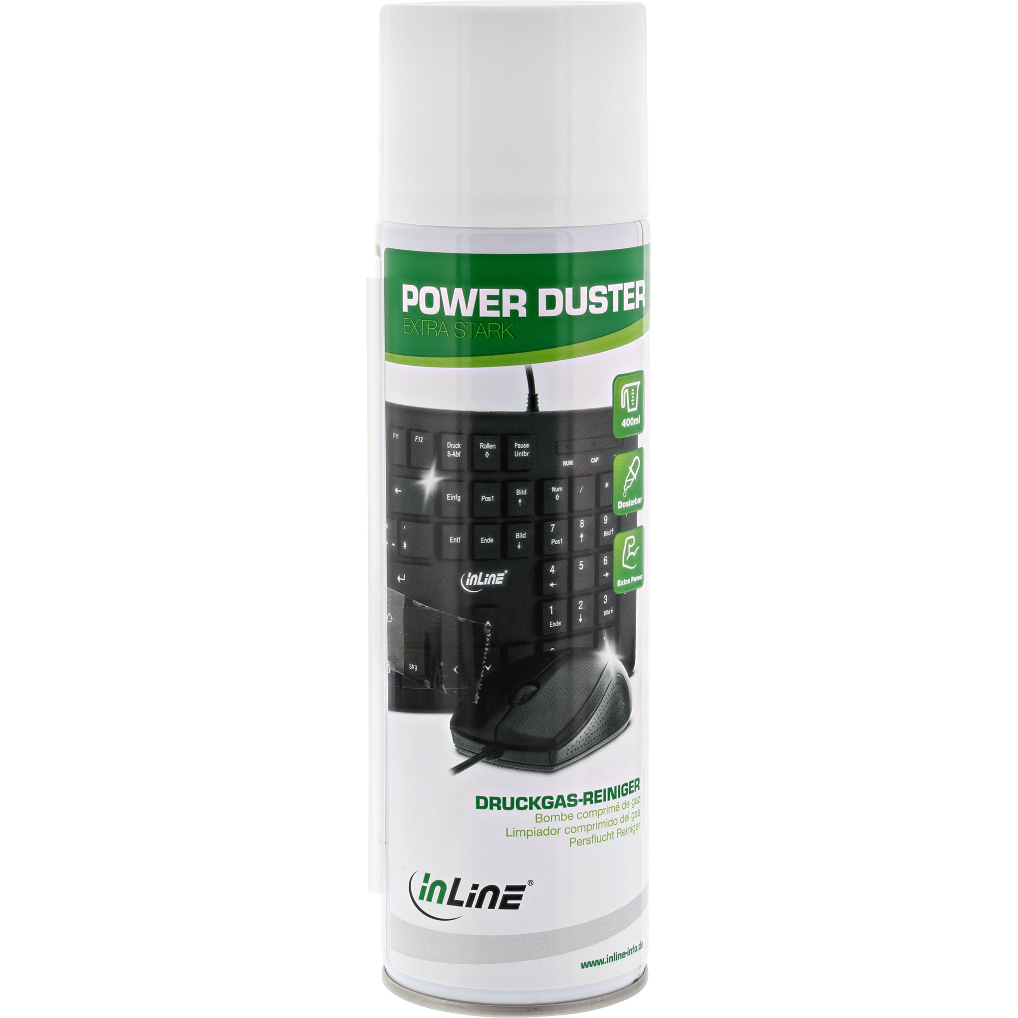 InLine® Power Duster, "extra starker" Druckgas-Reiniger Spraydose 400ml