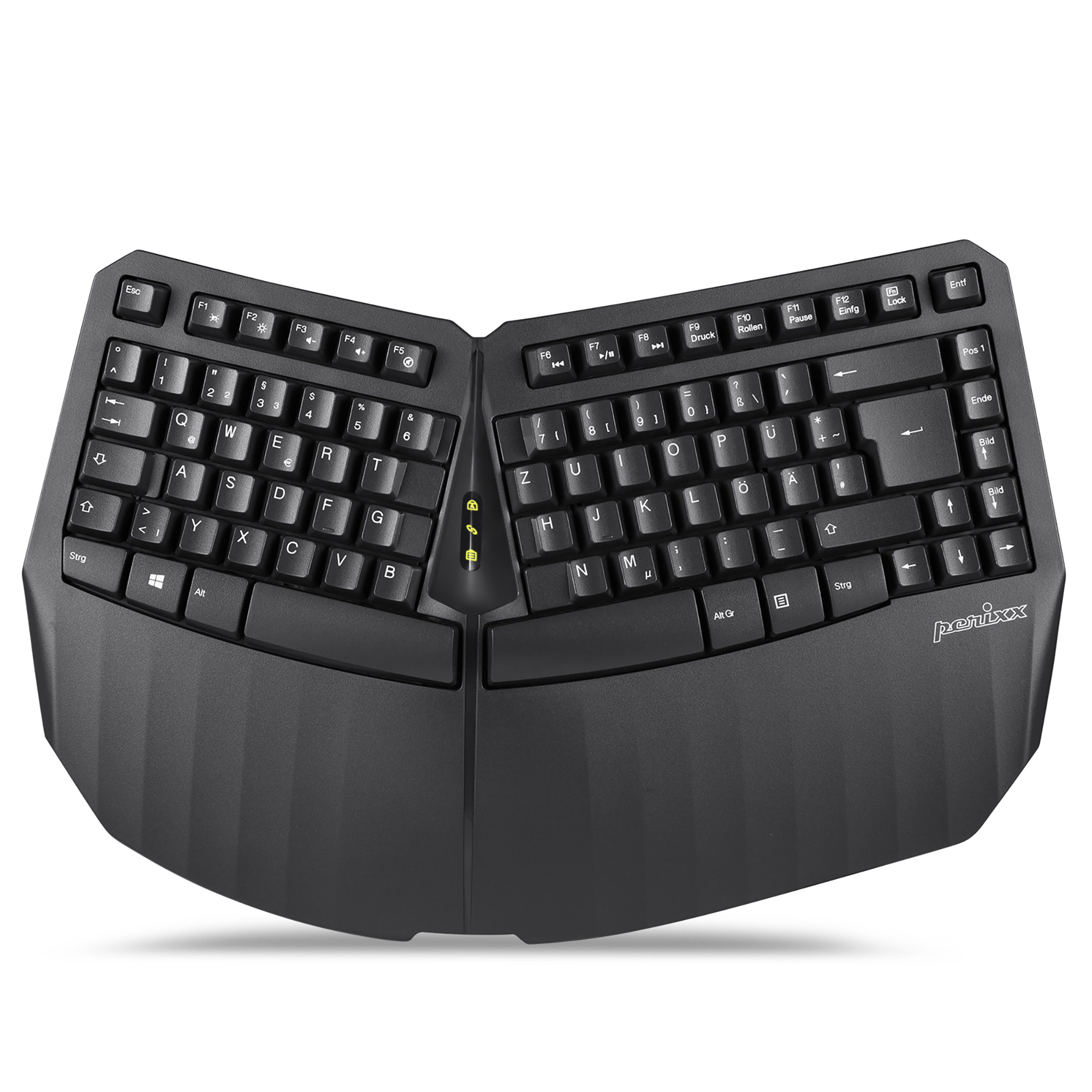 Perixx PERIBOARD-613 DE B, Kabellose kompakte ergonomische Tastatur, schwarz