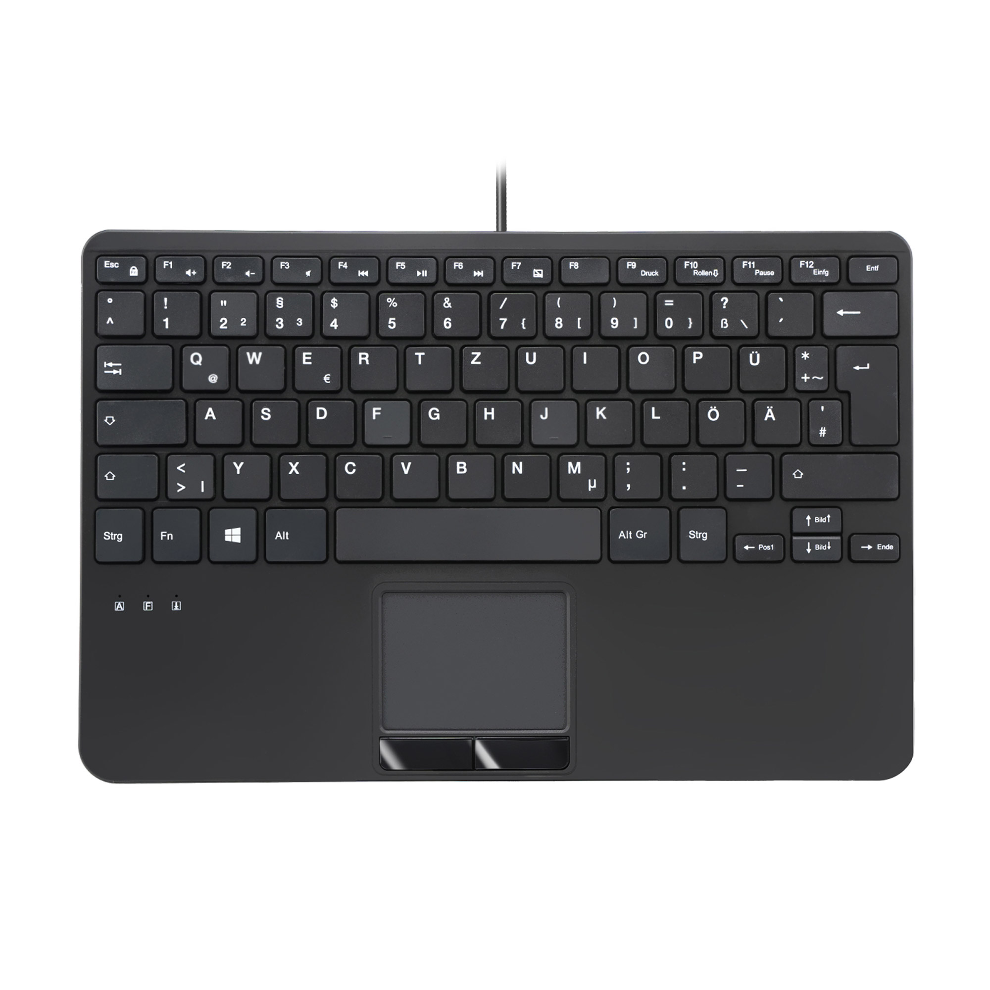 Perixx PERIBOARD-525 DE B, Mini-USB-Tastatur mit Touchpad, schwarz