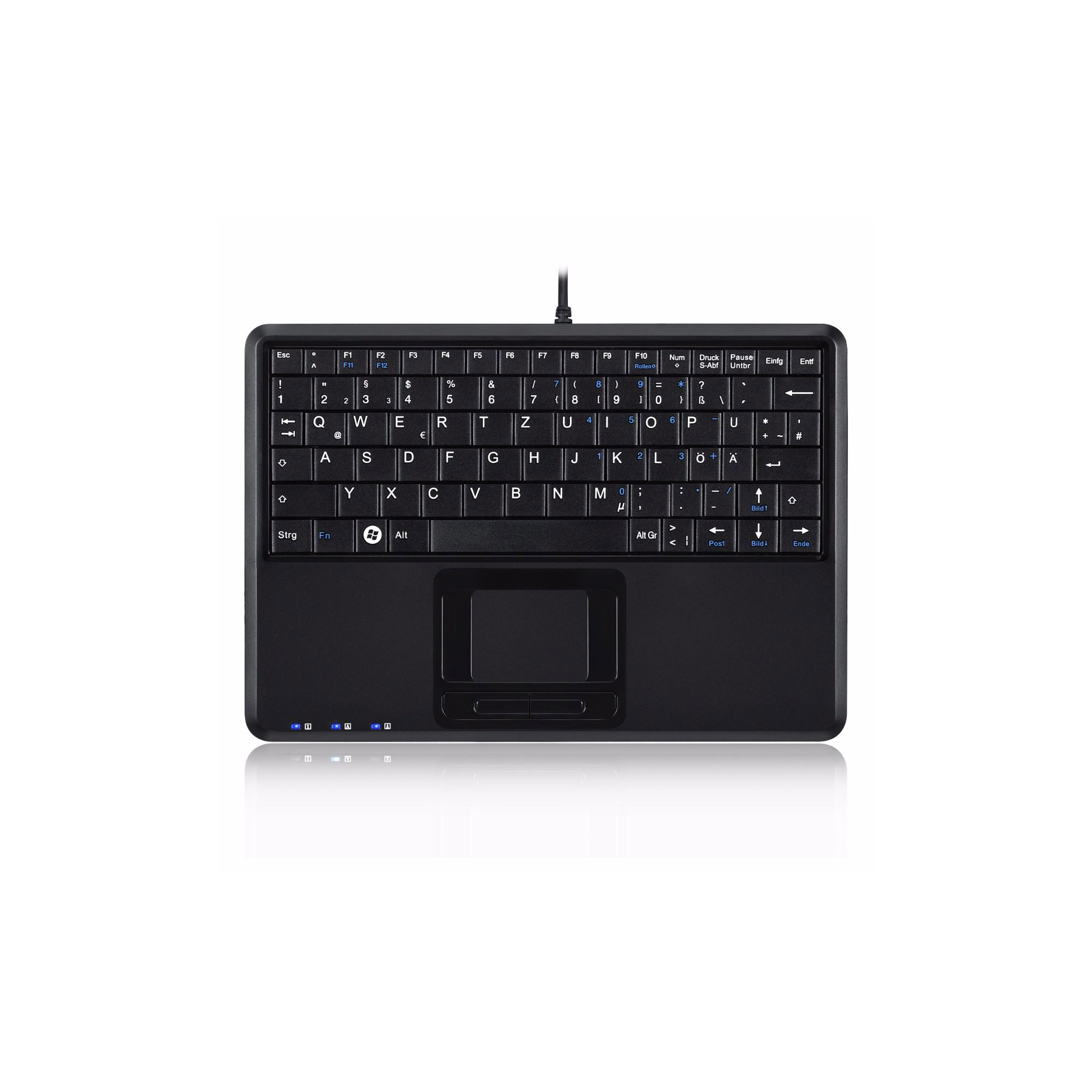 Perixx PERIBOARD-510 H PLUS, Mini USB-Tastatur, Touchpad, Hub, schwarz