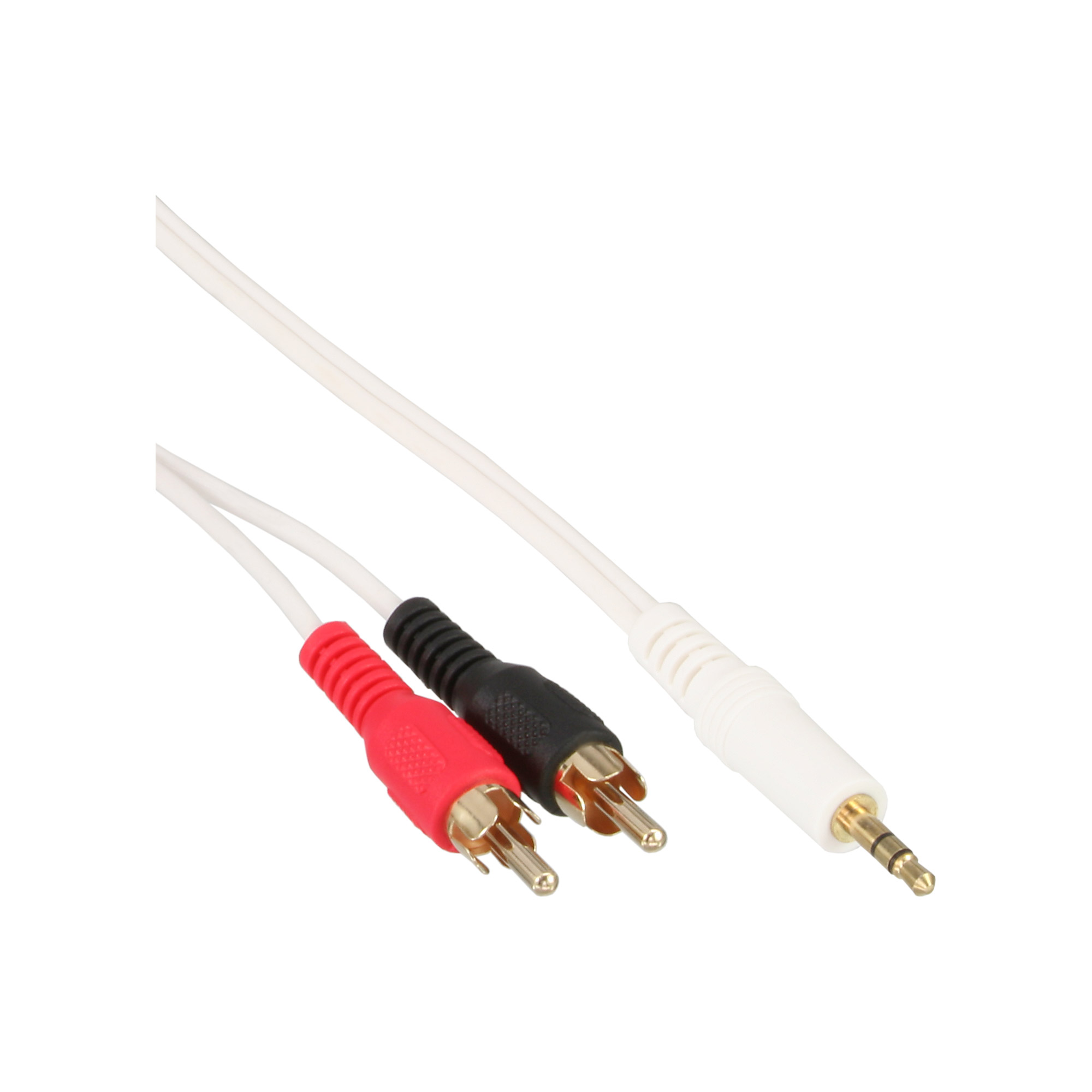 InLine® Cinch/Klinke Kabel, 2x Cinch Stecker an 3,5mm Klinke Stecker, weiß / gold