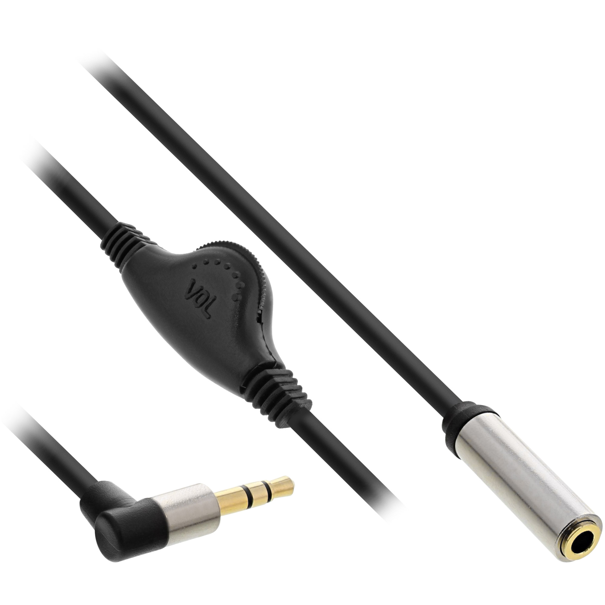 InLine® Slim Audio Kabel Klinke 3,5mm ST gewinkelt / BU, mit Lautstärkeregler