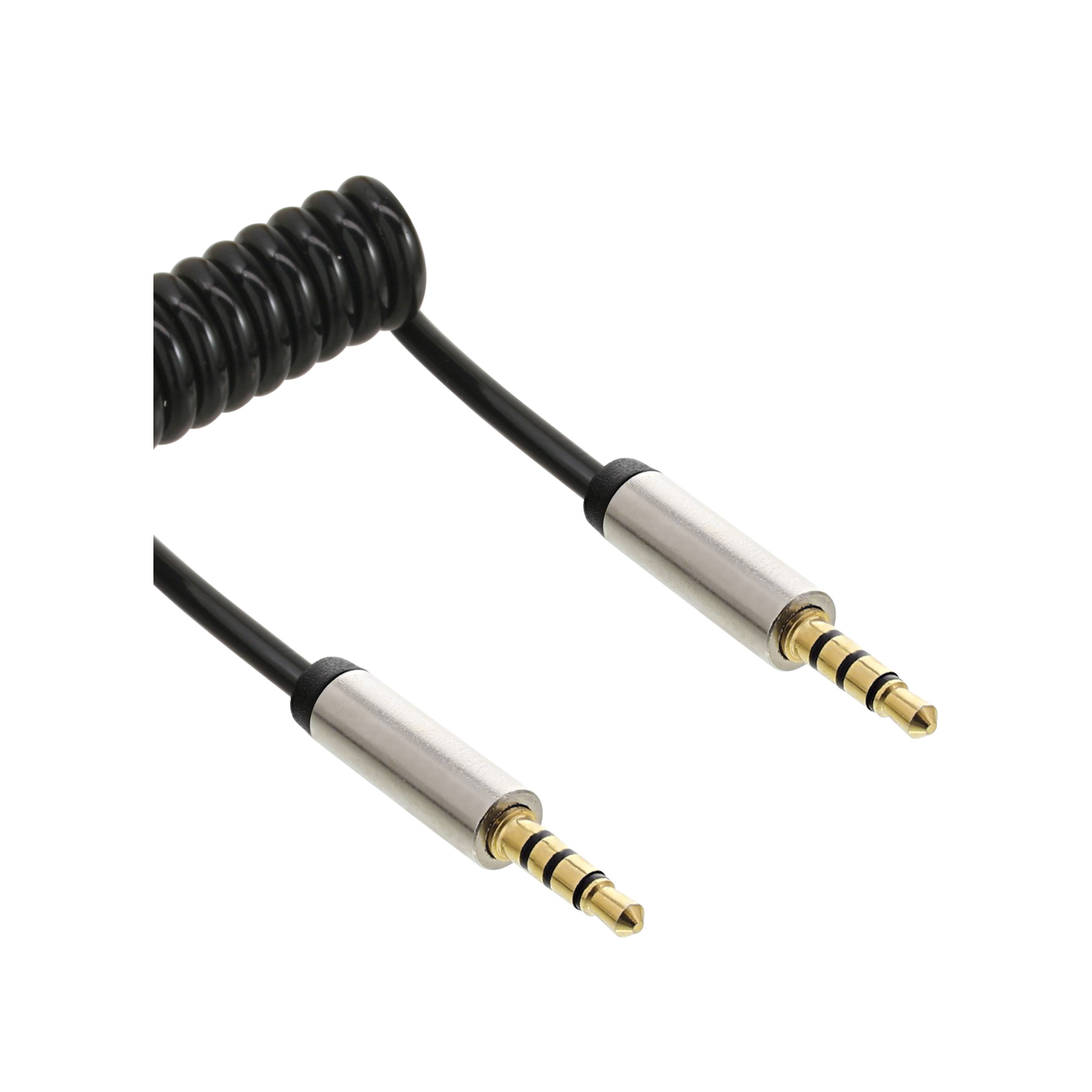 InLine® Slim Audio Spiralkabel Klinke 3,5mm ST/ST, 4-polig, Stereo