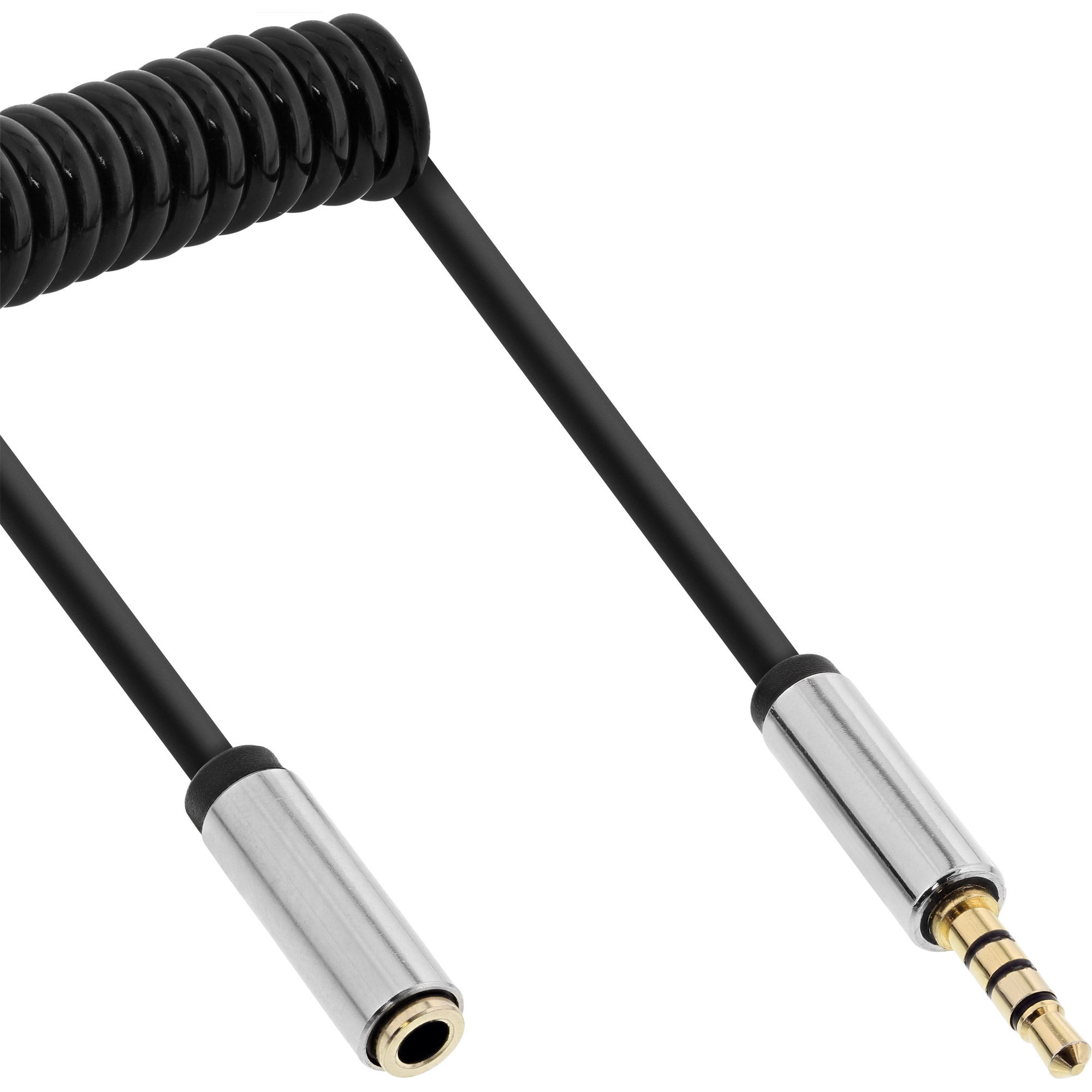 InLine® Slim Audio Spiralkabel Klinke 3,5mm ST/BU, 4-polig, Stereo